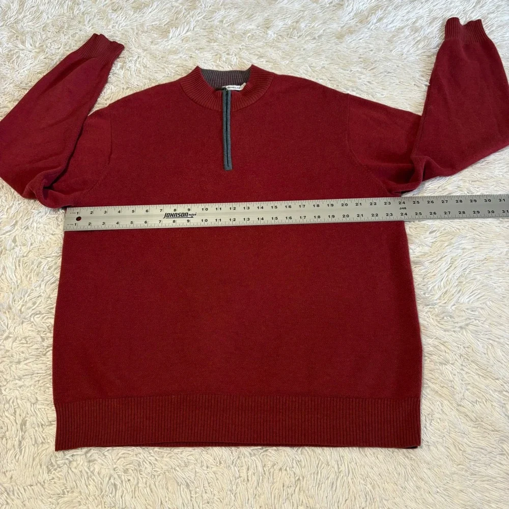 Peter Millar Quarter Zip Sweater Mens Large Burgundy Wool Cotton MF14S82 *FLAW*